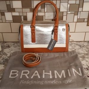 NEW w/TAGS Foil/Silver BRAHMIN Crossbody Purse